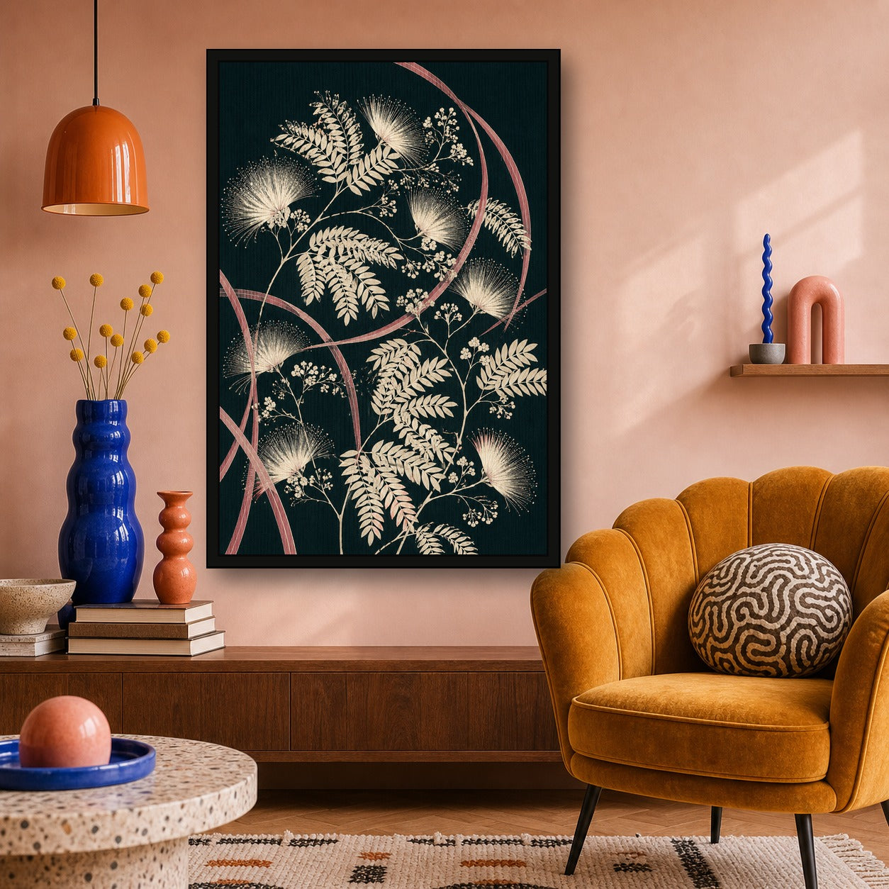 Abstract Floral Art Print, Modern Botanical Wall Art, Serene Japanese Inspired Poster in Your Choice of Sizes - 2x3 room mockup