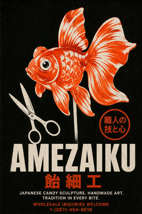 Amezaiku Japanese Candy Art Poster, Retro Goldfish Wall Art, Traditional Japan Decor