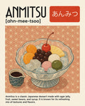 Anmitsu Japanese Dessert Poster, Vibrant Japan Travel Food Art, Unique Asian Kitchen Decor in multiple sizes - full 4x5 artwork