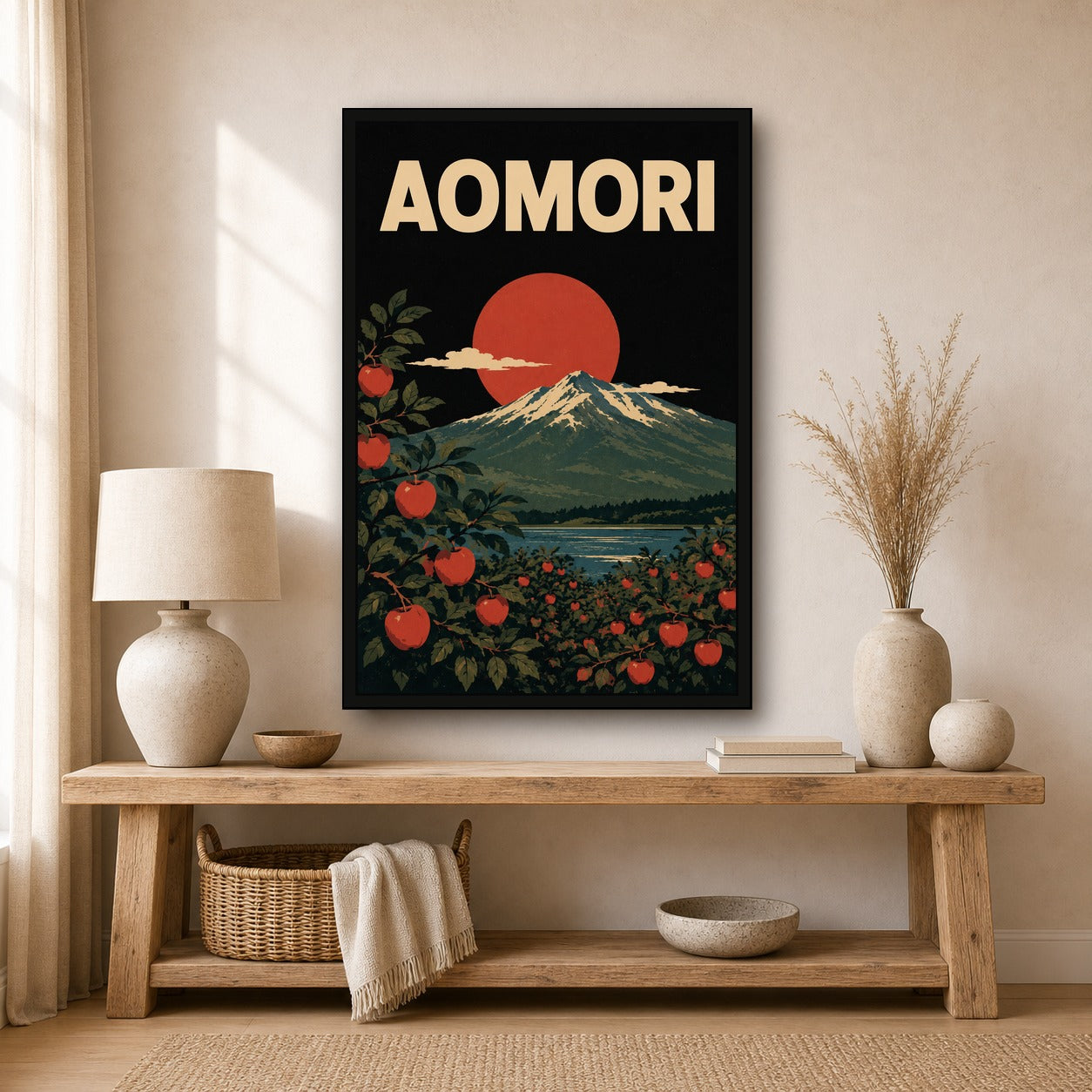 Aomori Apple Fuji Japanese Retro Poster - 2x3 room mockup