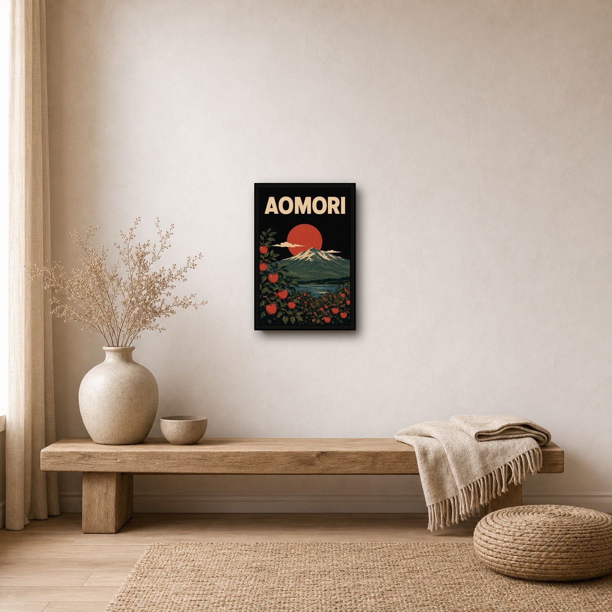 Aomori Apple Fuji Japanese Retro Poster - 2x3 room mockup