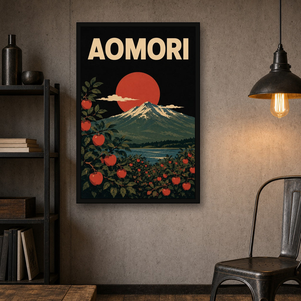 Aomori Apple Fuji Japanese Retro Poster - 2x3 room mockup