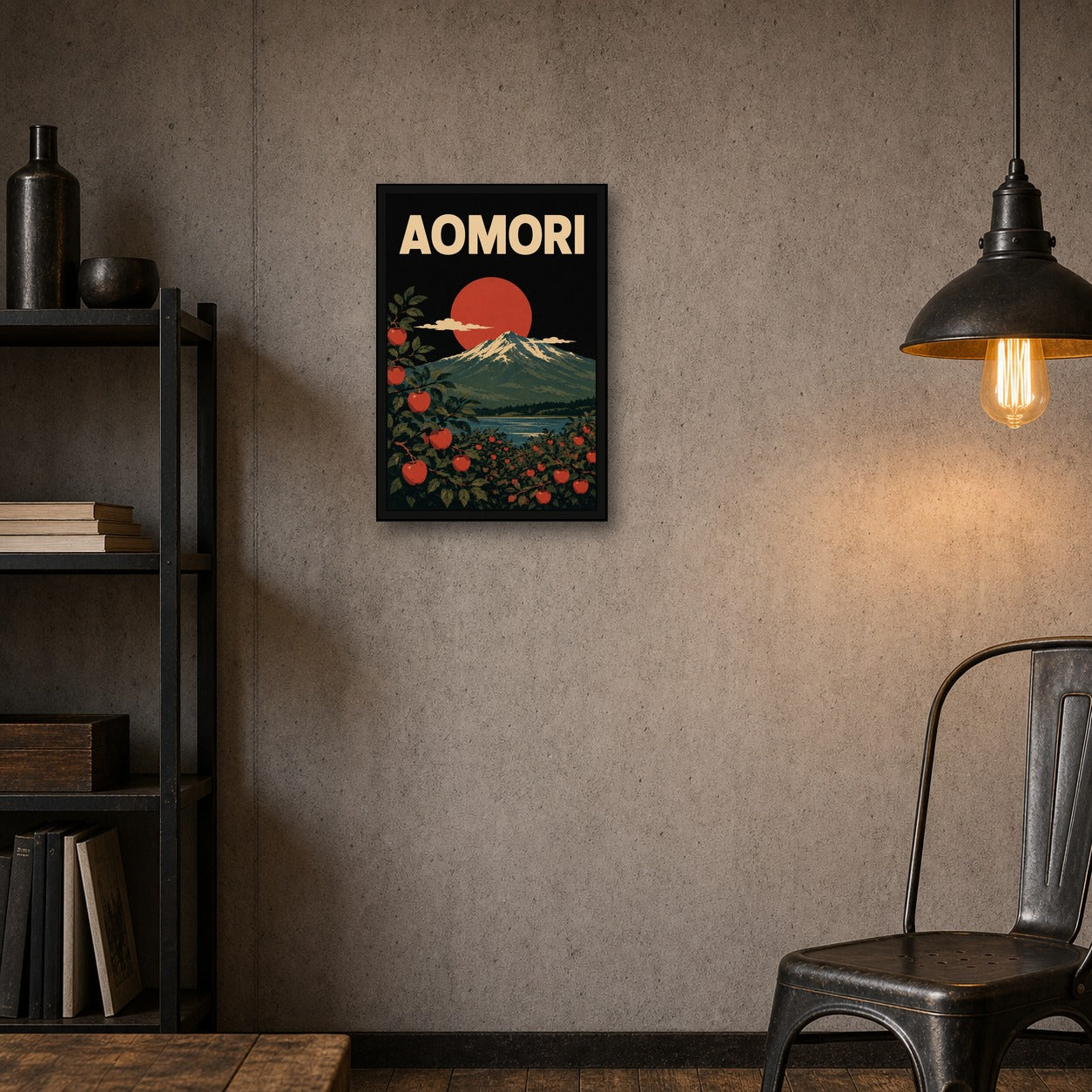 Aomori Apple Fuji Japanese Retro Poster - 2x3 room mockup