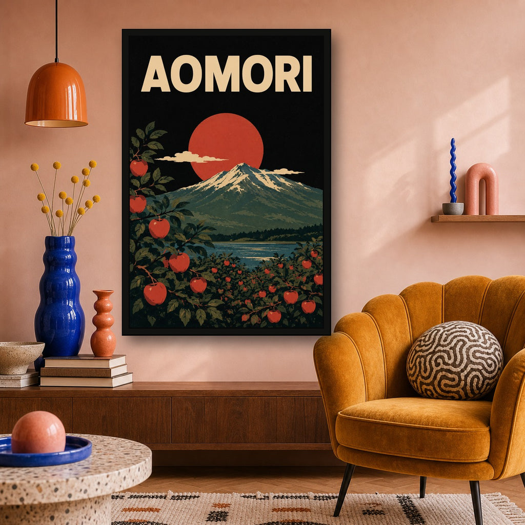 Aomori Apple Fuji Japanese Retro Poster - 2x3 room mockup
