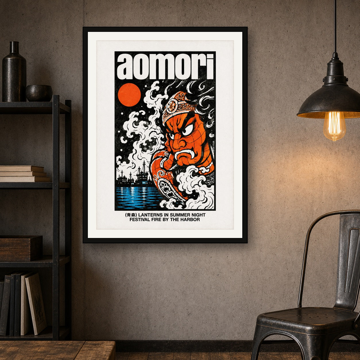 Aomori Nebuta Festival Poster - Japanese Mythology Art, Vibrant Japan Travel Print, Harborside Decor in Six Sizes - 3x4 room mockup