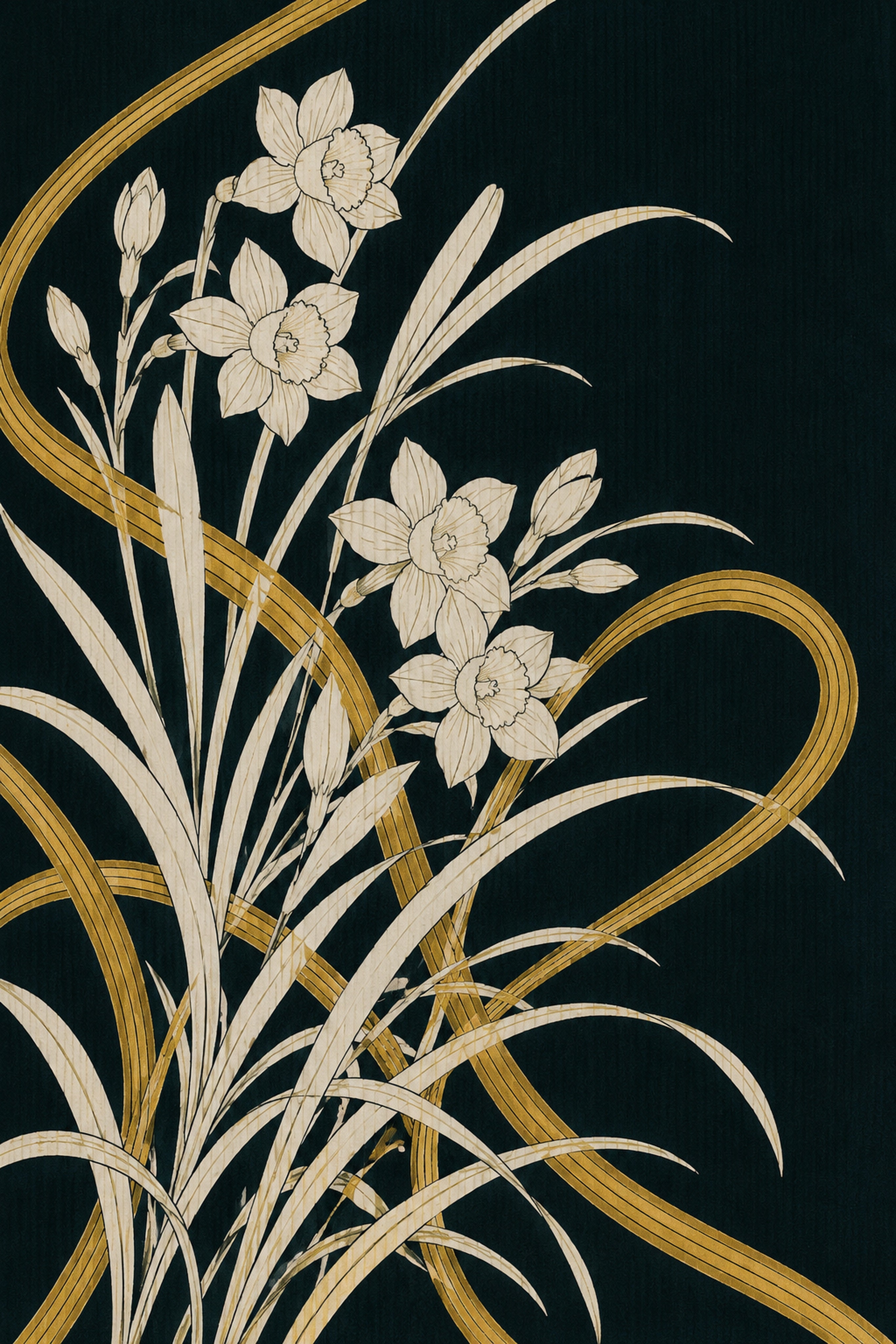 Art Nouveau Daffodil Poster, Elegant Floral Wall Art, Botanical Japan Print in Various Sizes