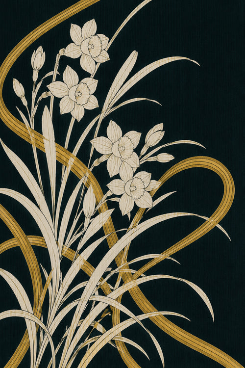 Art Nouveau Daffodil Poster, Elegant Floral Wall Art, Botanical Japan Print in Various Sizes
