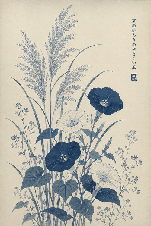 Autumn Chestnut Botanical Print - Japanese Ukiyo-e Style Wall Art, Nature Home Decor, Choose Your Size