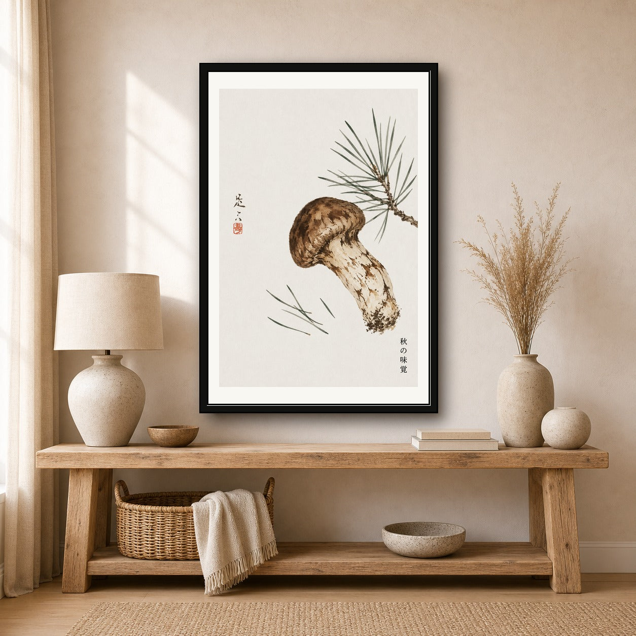 Autumn Truffle Japanese Art Print, Elegant Woodland Wall Decor, Nature-Inspired Giclée Poster in Various Sizes - corrected 2x3 room mockup