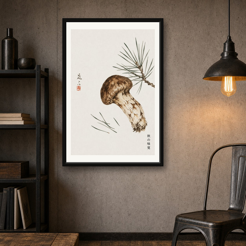 Autumn Truffle Japanese Art Print, Elegant Woodland Wall Decor, Nature-Inspired Giclée Poster in Various Sizes - corrected 2x3 room mockup