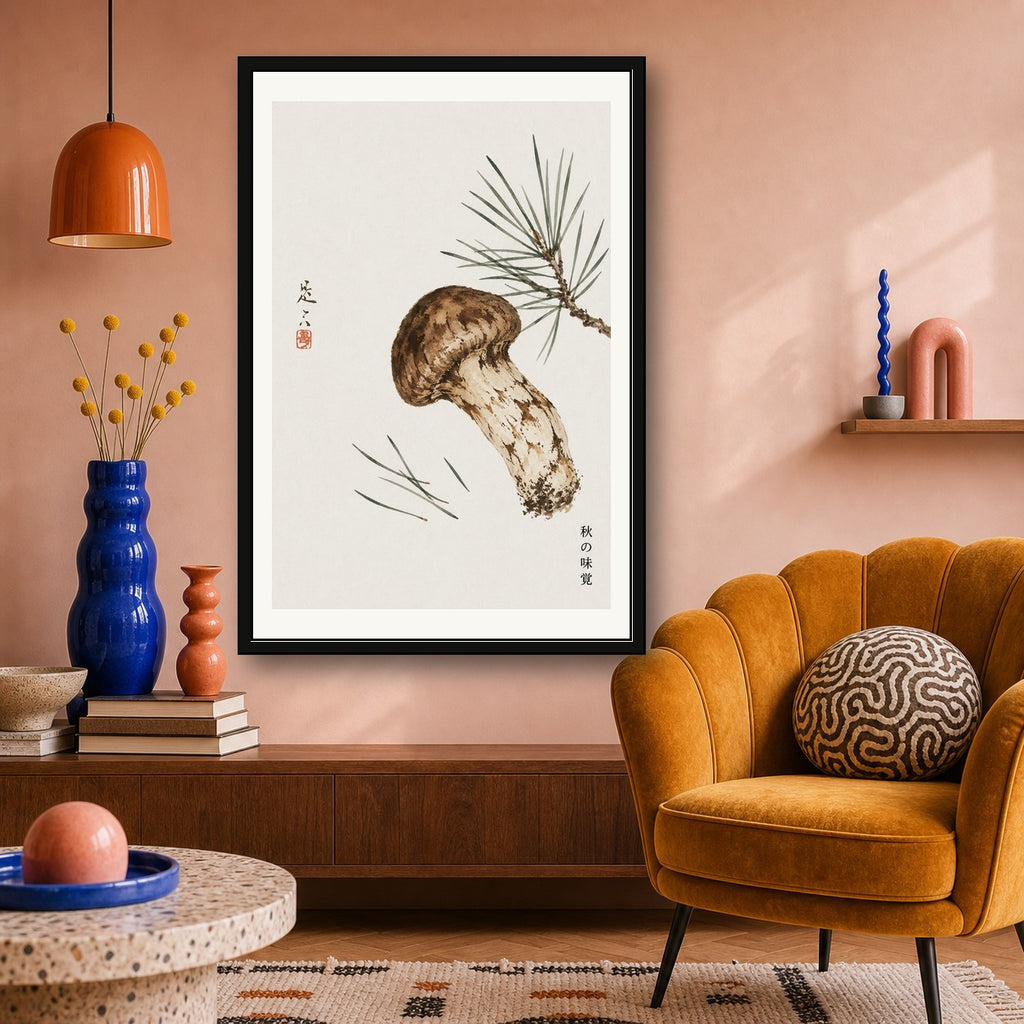 Autumn Truffle Japanese Art Print, Elegant Woodland Wall Decor, Nature-Inspired Giclée Poster in Various Sizes - corrected 2x3 room mockup