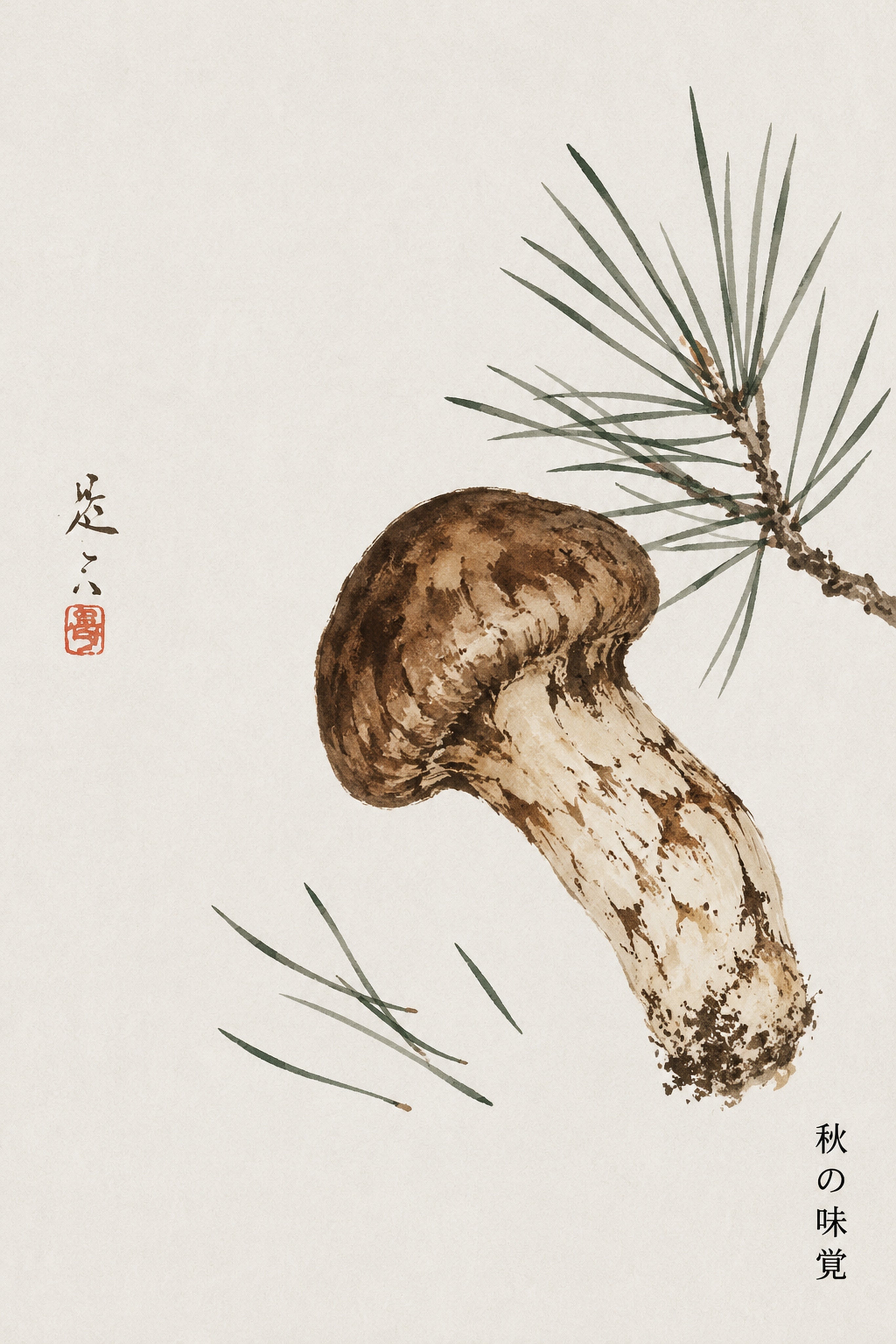 Autumn Truffle Japanese Art Print, Elegant Woodland Wall Decor, Nature-Inspired Giclée Poster in Various Sizes - corrected 2x3 flat artwork