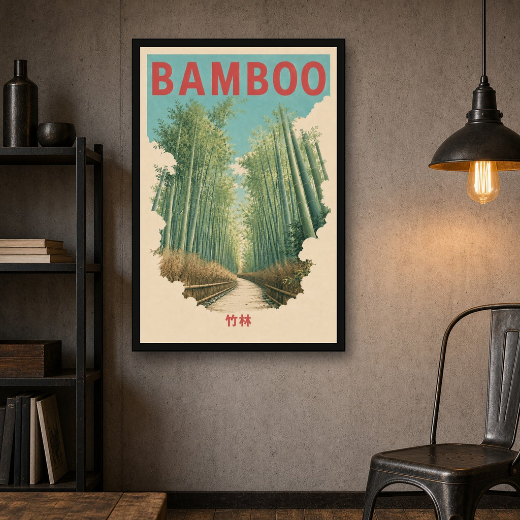 Bamboo Grove Japan Travel Poster - 2x3 room mockup