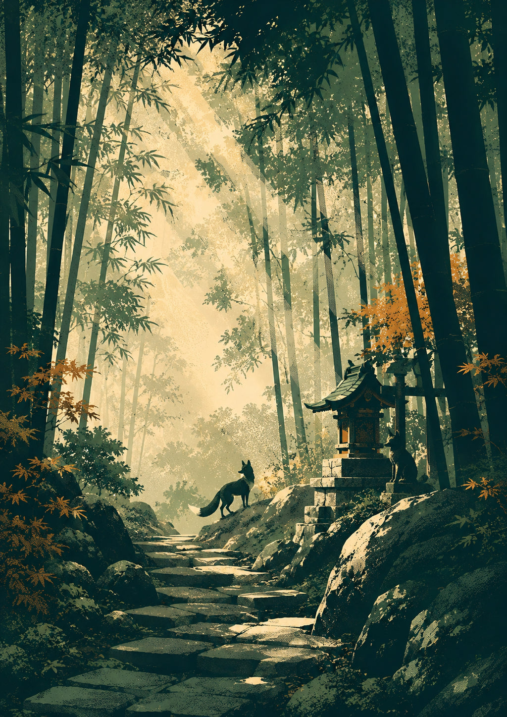Bamboo Shrine Light Japanese Poster