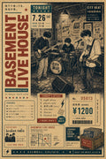 Basement Live House Japanese Retro Poster