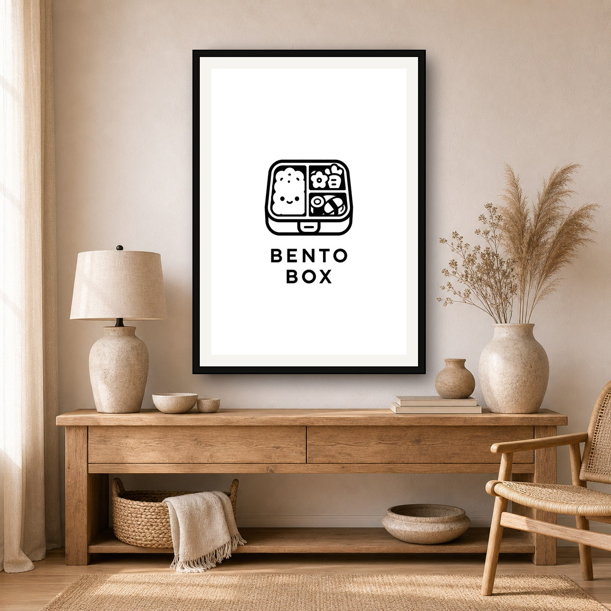Bento Box Minimal Japanese Icon Poster - A room mockup