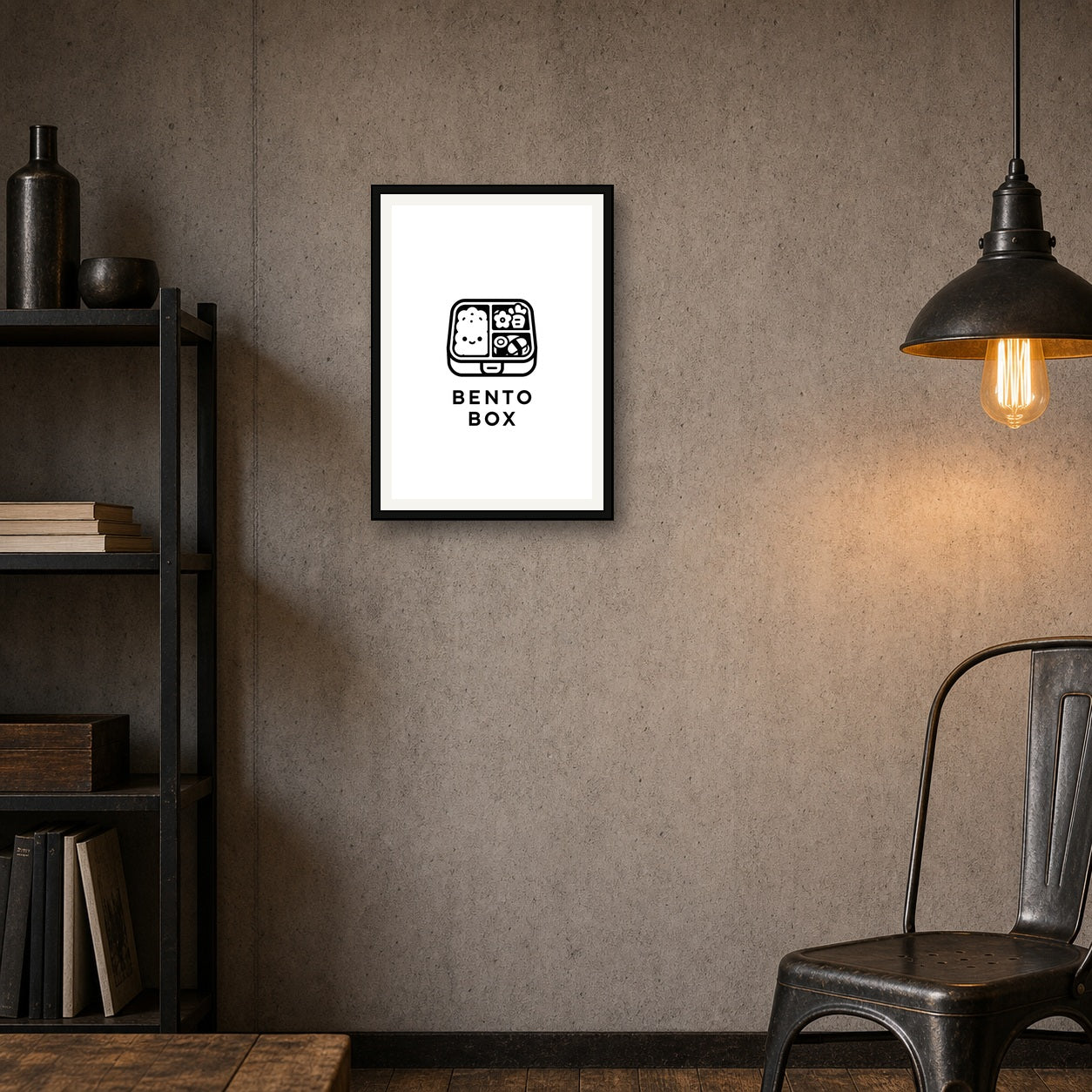 Bento Box Minimal Japanese Icon Poster - A room mockup