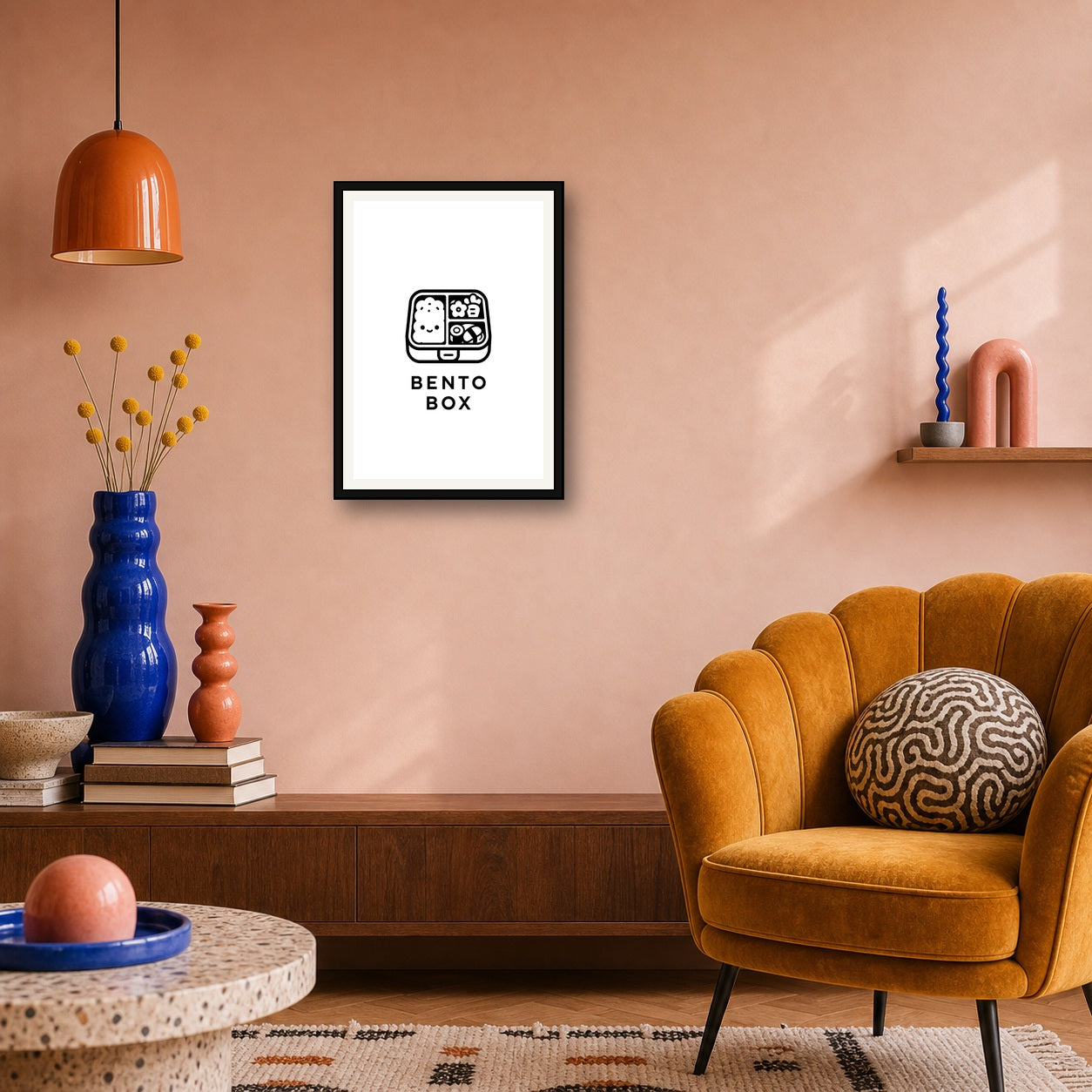 Bento Box Minimal Japanese Icon Poster - A room mockup