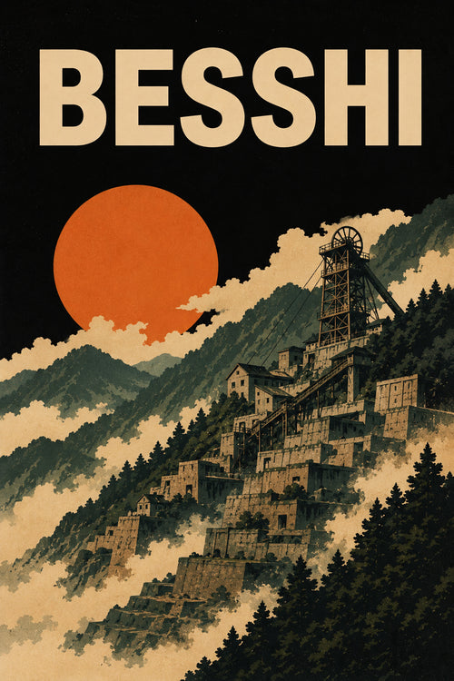 Besshi Mine Japanese Travel Poster