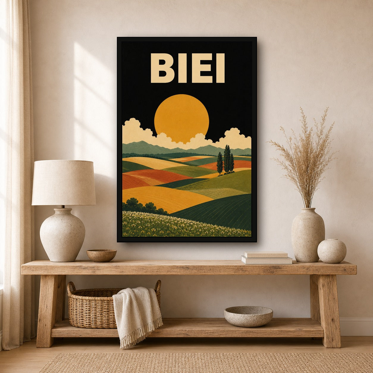 Biei Fields Japanese Travel Poster - 2x3 room mockup