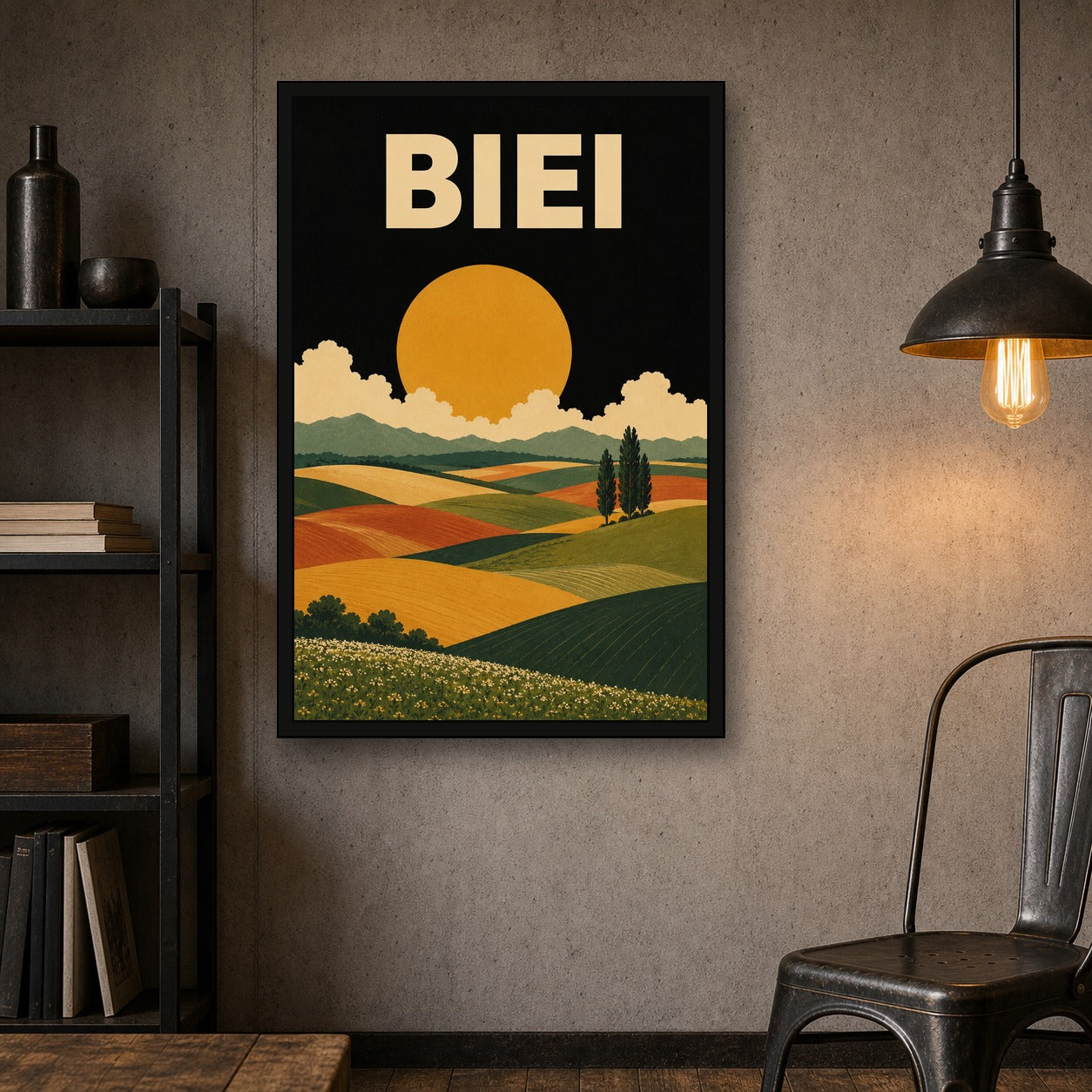 Biei Fields Japanese Travel Poster - 2x3 room mockup