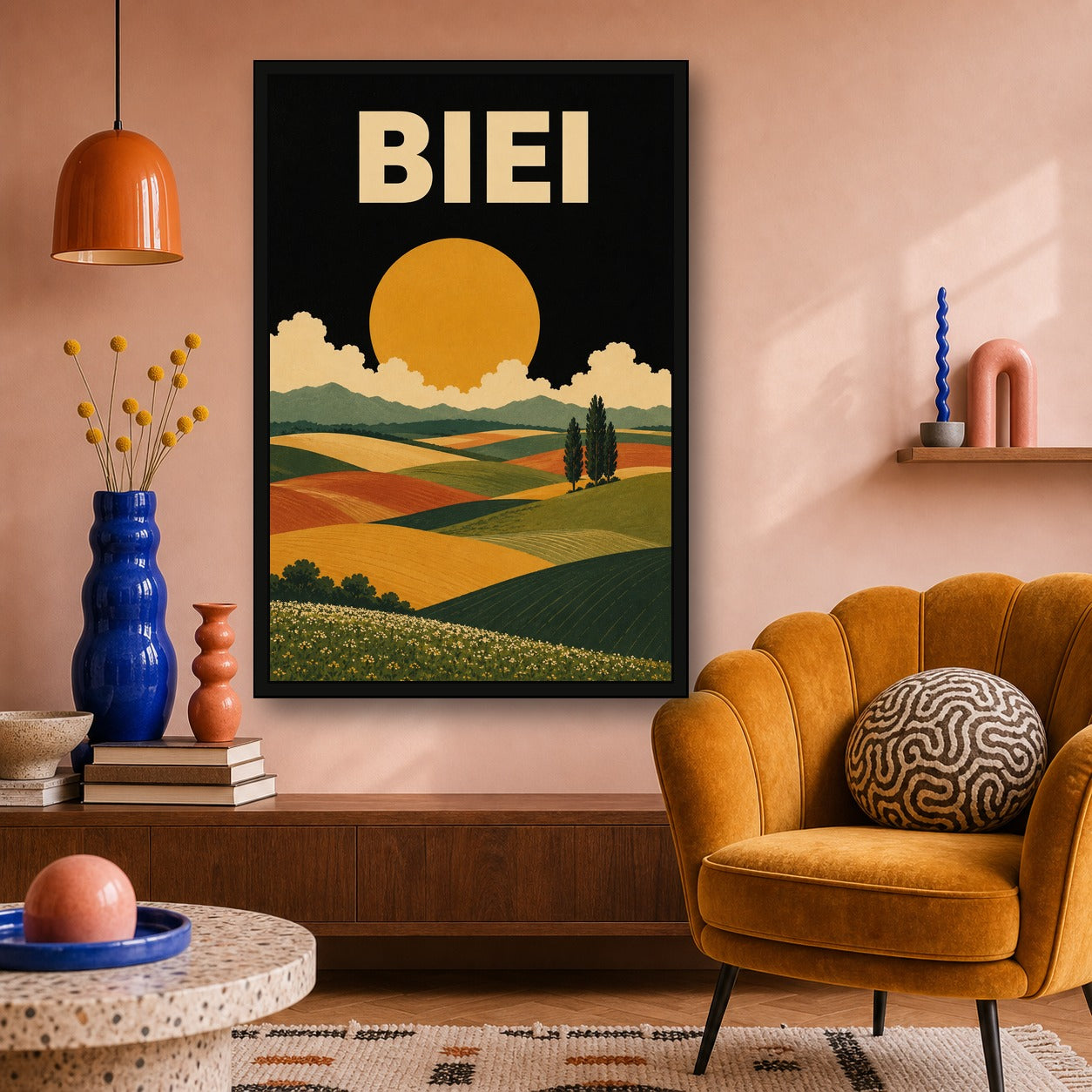Biei Fields Japanese Travel Poster - 2x3 room mockup