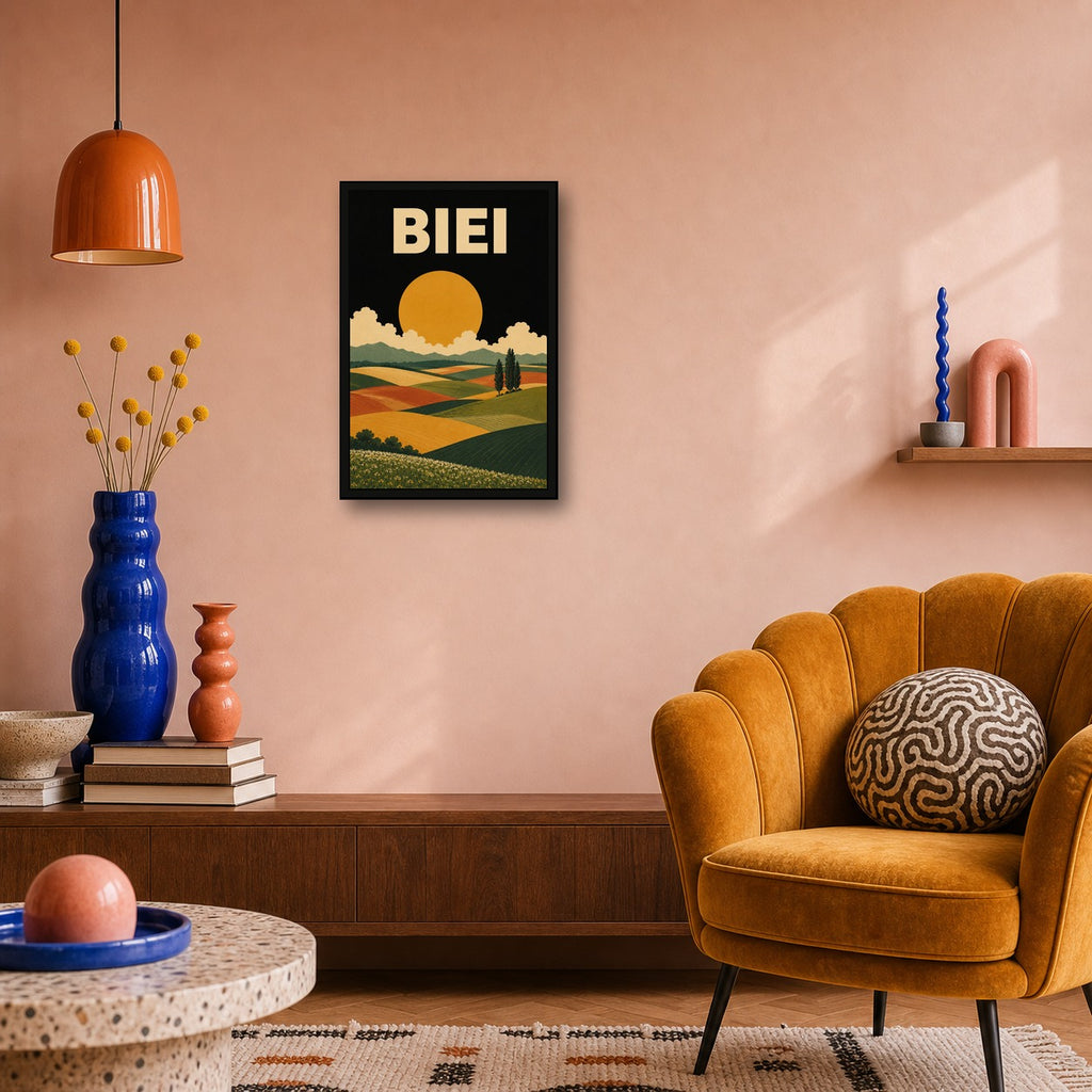 Biei Fields Japanese Travel Poster - 2x3 room mockup