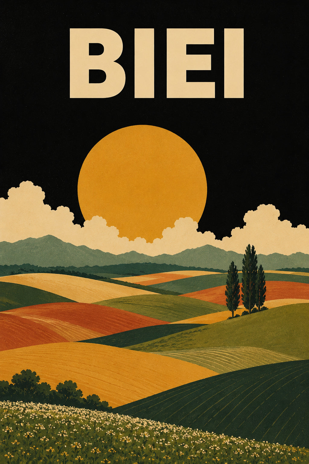 Biei Fields Japanese Travel Poster