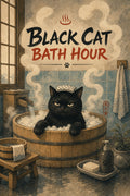 Black Cat Bath Hour Japanese Poster