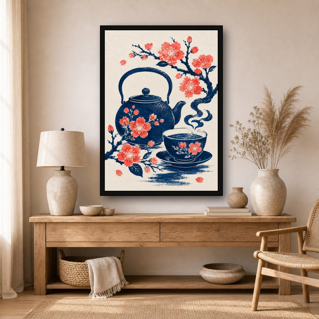 Blossom Teapot Japanese Tea Poster - A room mockup
