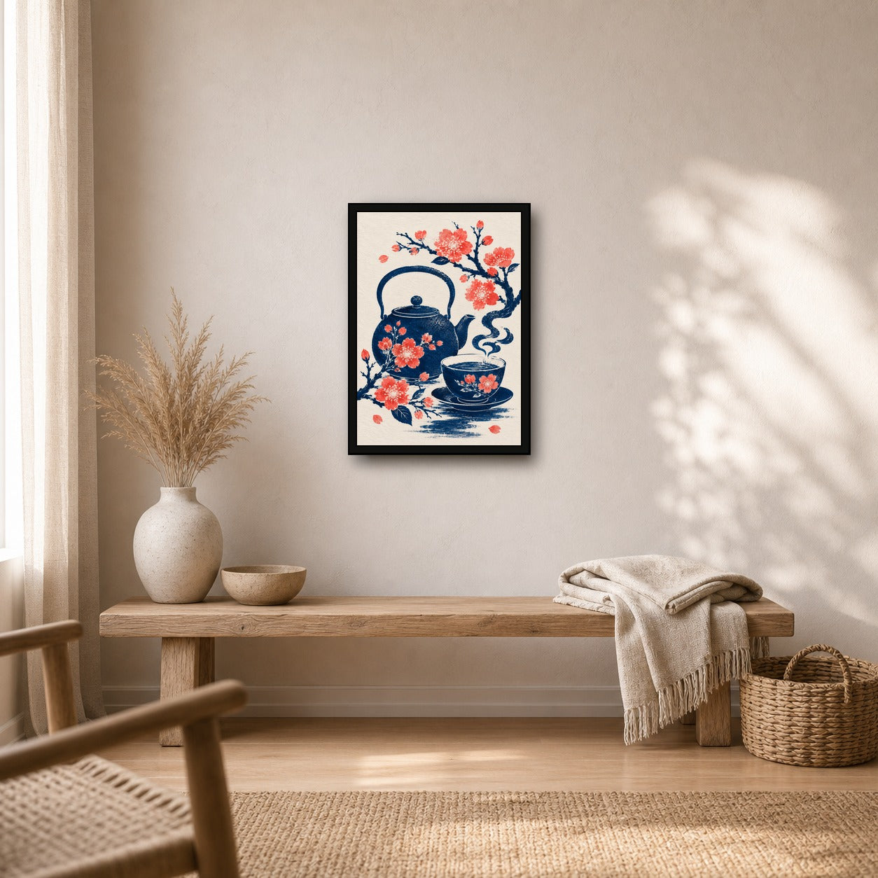 Blossom Teapot Japanese Tea Poster - A room mockup
