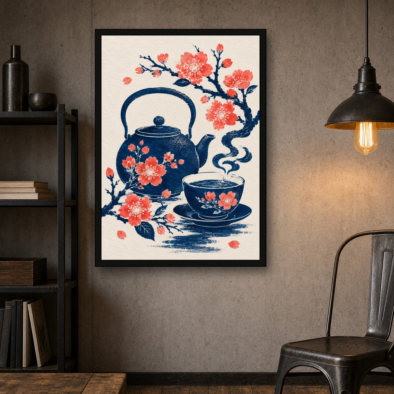 Blossom Teapot Japanese Tea Poster - A room mockup