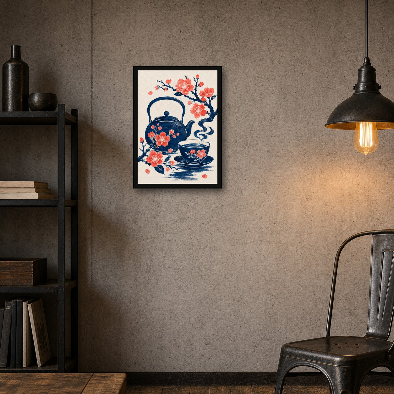 Blossom Teapot Japanese Tea Poster - A room mockup