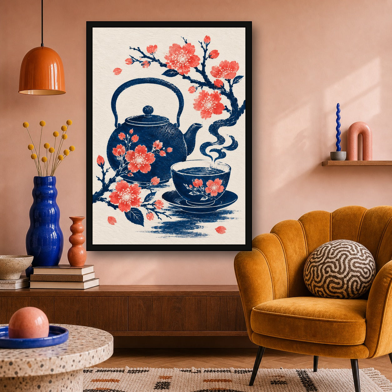 Blossom Teapot Japanese Tea Poster - A room mockup