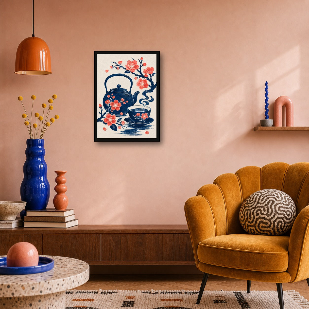 Blossom Teapot Japanese Tea Poster - A room mockup