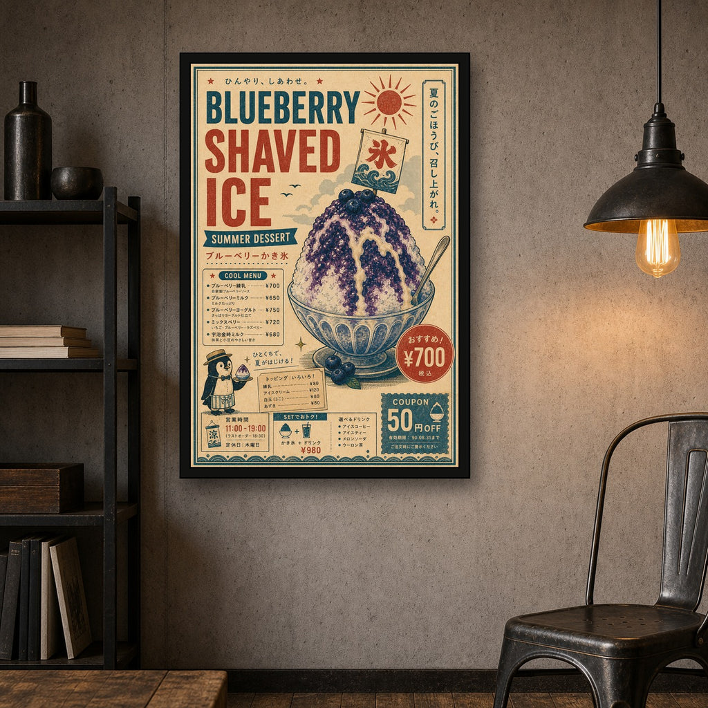 Blueberry Shaved Ice Japanese Poster - 2x3 room mockup