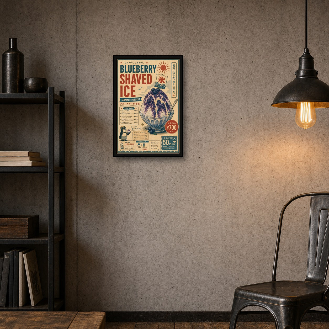 Blueberry Shaved Ice Japanese Poster - 2x3 room mockup