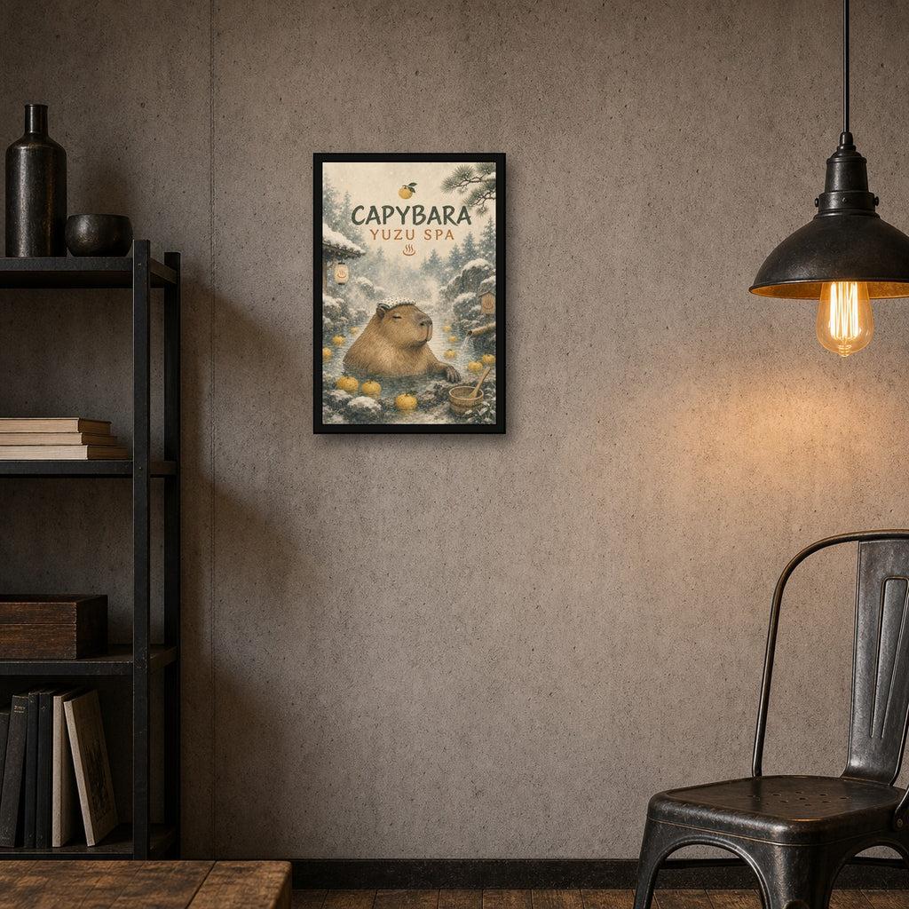 Capybara Yuzu Spa Japanese Poster - 2x3 room mockup