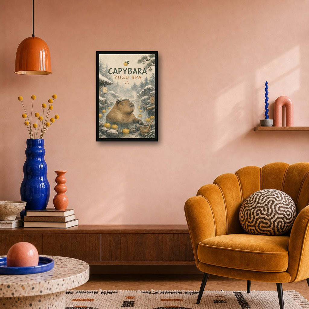 Capybara Yuzu Spa Japanese Poster - 2x3 room mockup