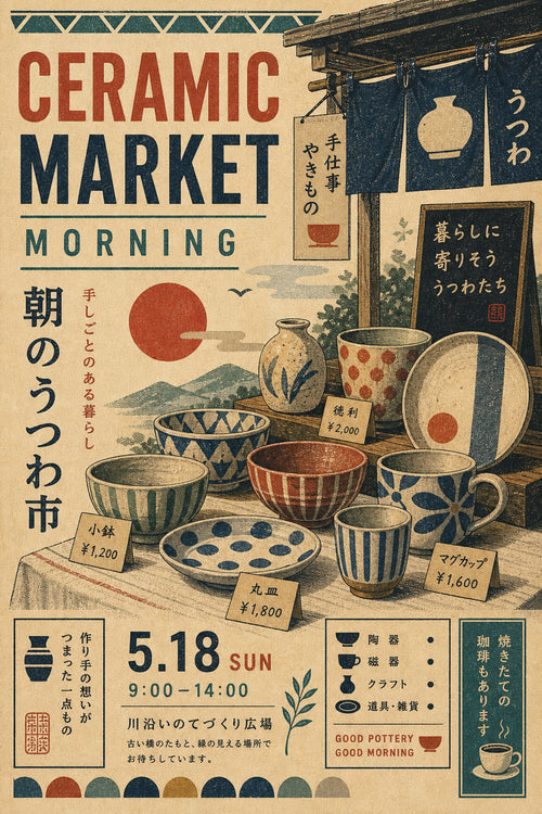 Ceramic Market Morning Japanese Poster