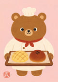 Chef Bear Baker Art Print: Kawaii Japanese Melon Pan & Anpan Wall Decor, Cute Kitchen Poster in Six Sizes - full A artwork