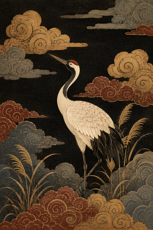 Cloud Crane Japanese Bird Poster