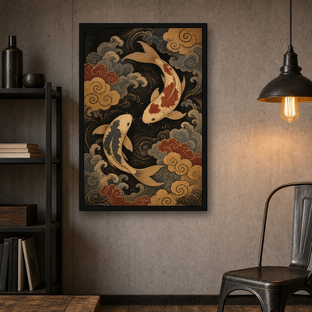 Cloud Koi Japanese Fish Poster - 2x3 room mockup