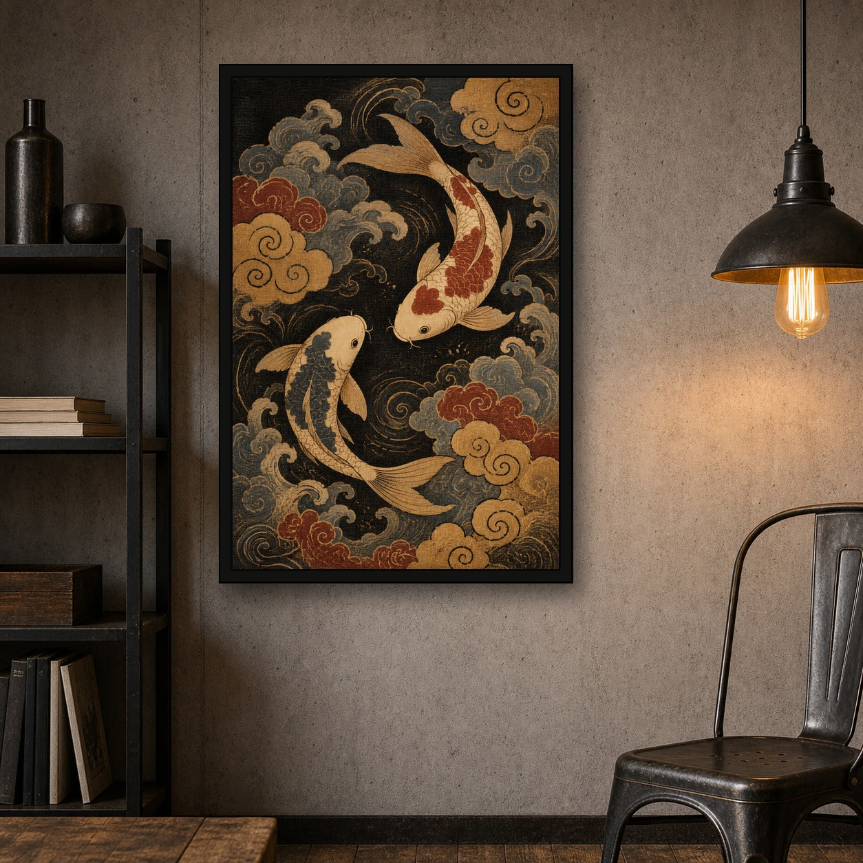 Cloud Koi Japanese Fish Poster - 2x3 room mockup