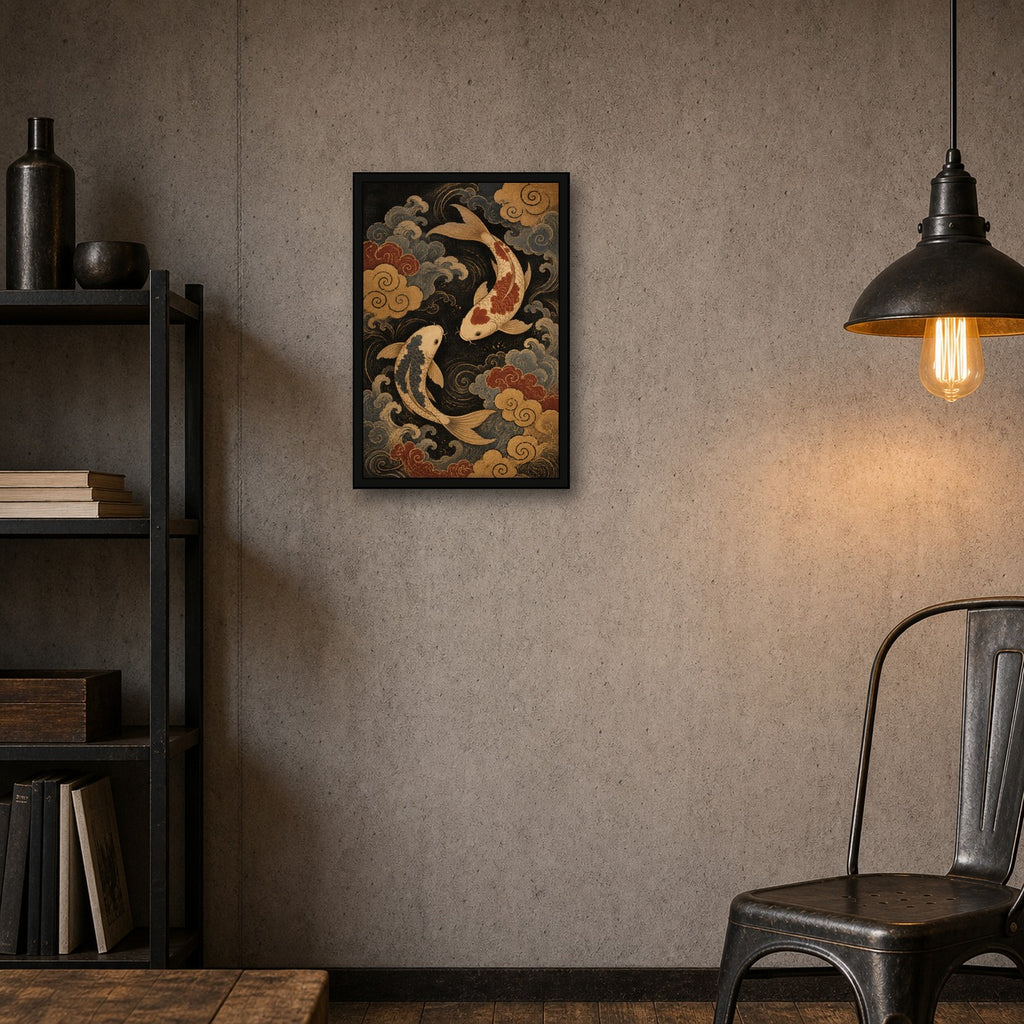 Cloud Koi Japanese Fish Poster - 2x3 room mockup