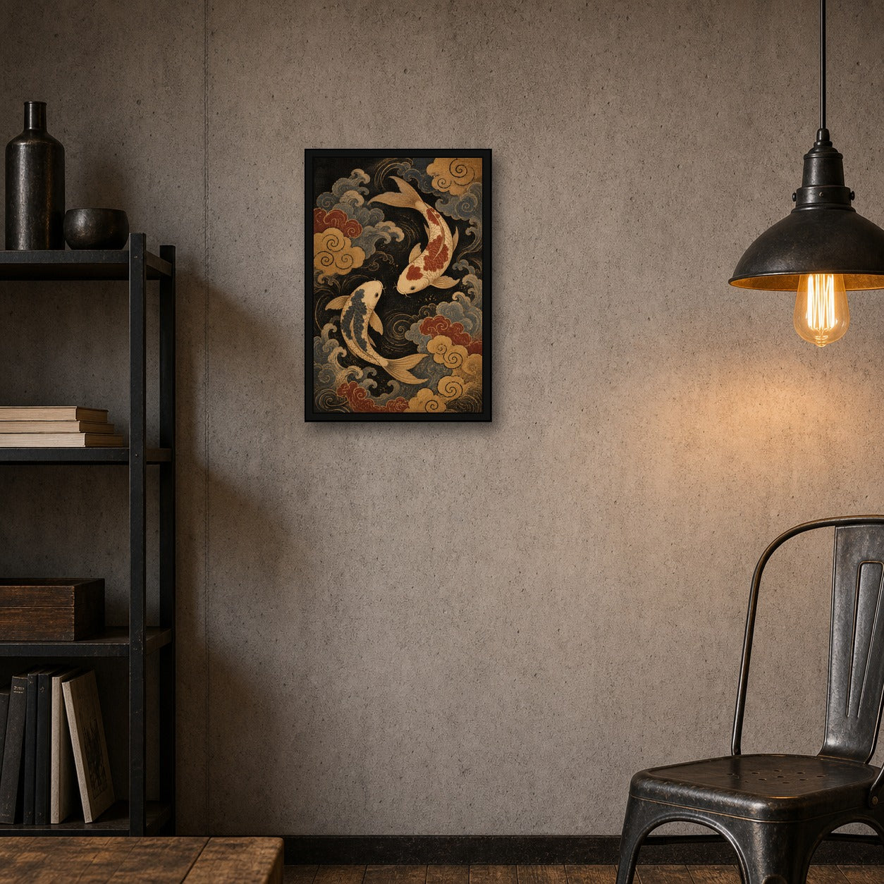 Cloud Koi Japanese Fish Poster - 2x3 room mockup
