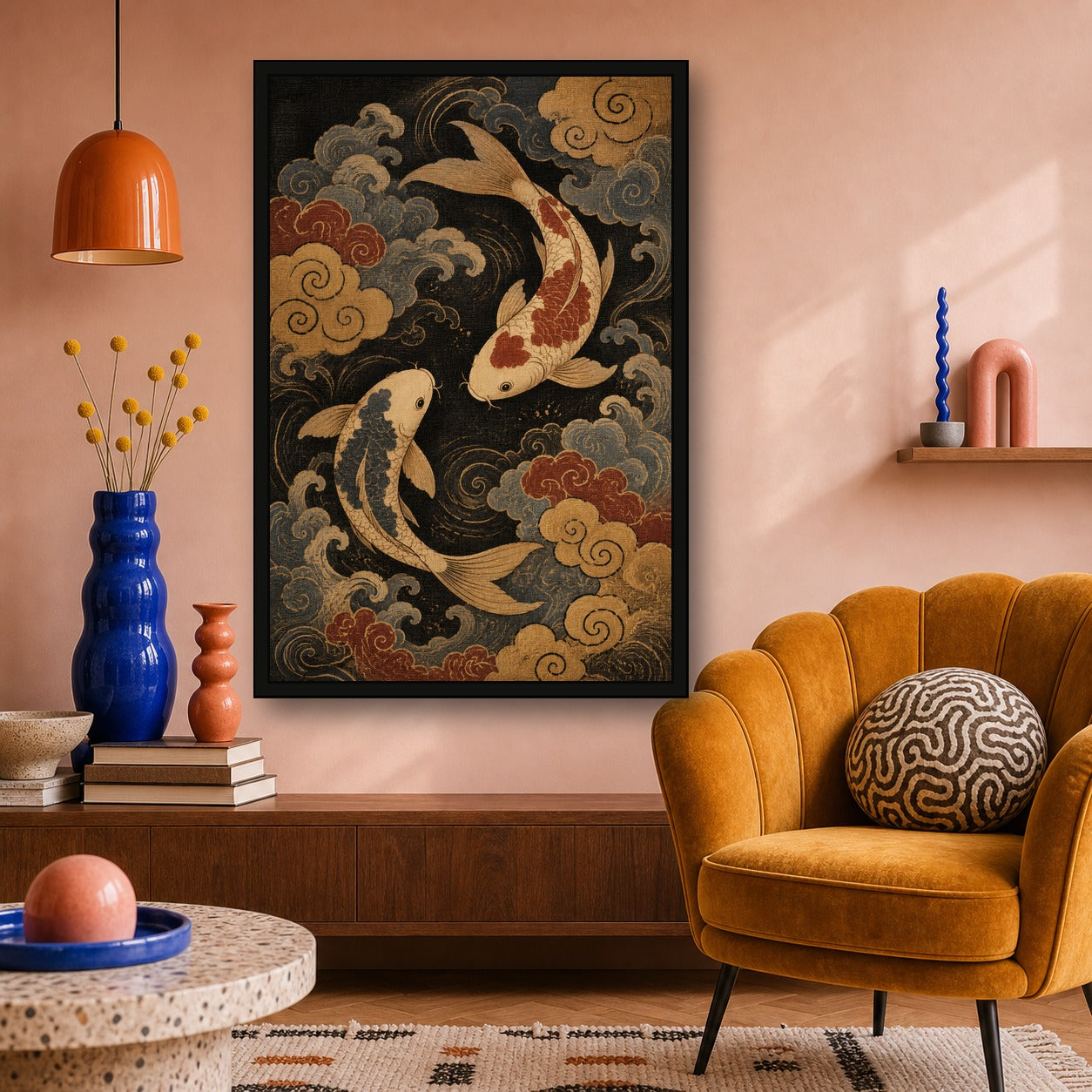 Cloud Koi Japanese Fish Poster - 2x3 room mockup