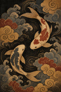 Cloud Koi Japanese Fish Poster