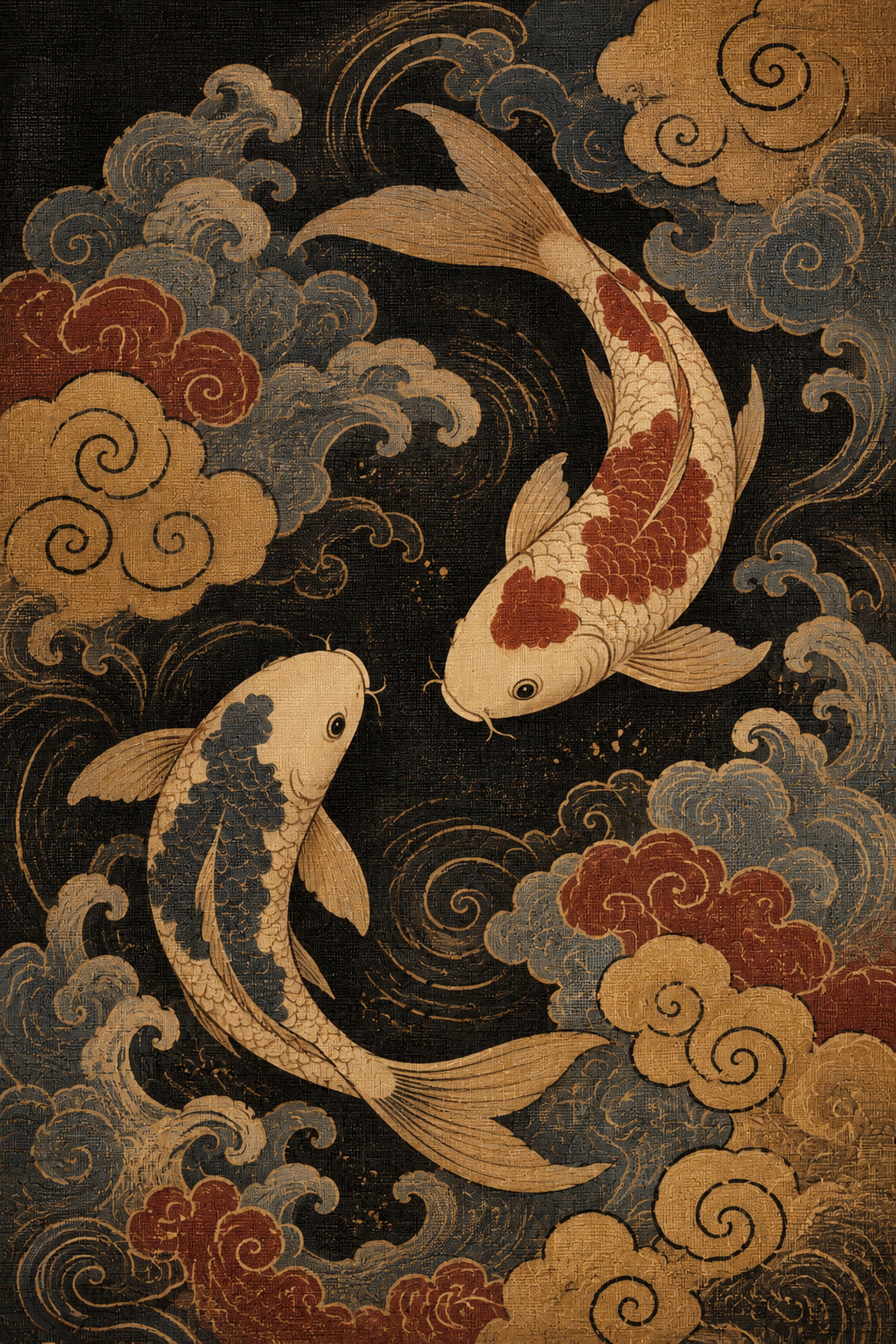 Cloud Koi Japanese Fish Poster
