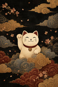 Cloud Maneki Neko Lucky Cat Poster